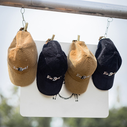 MRA可調節彎簷燈芯絨棒球帽大頭圍卡其色軟頂鴨舌深帽子男女