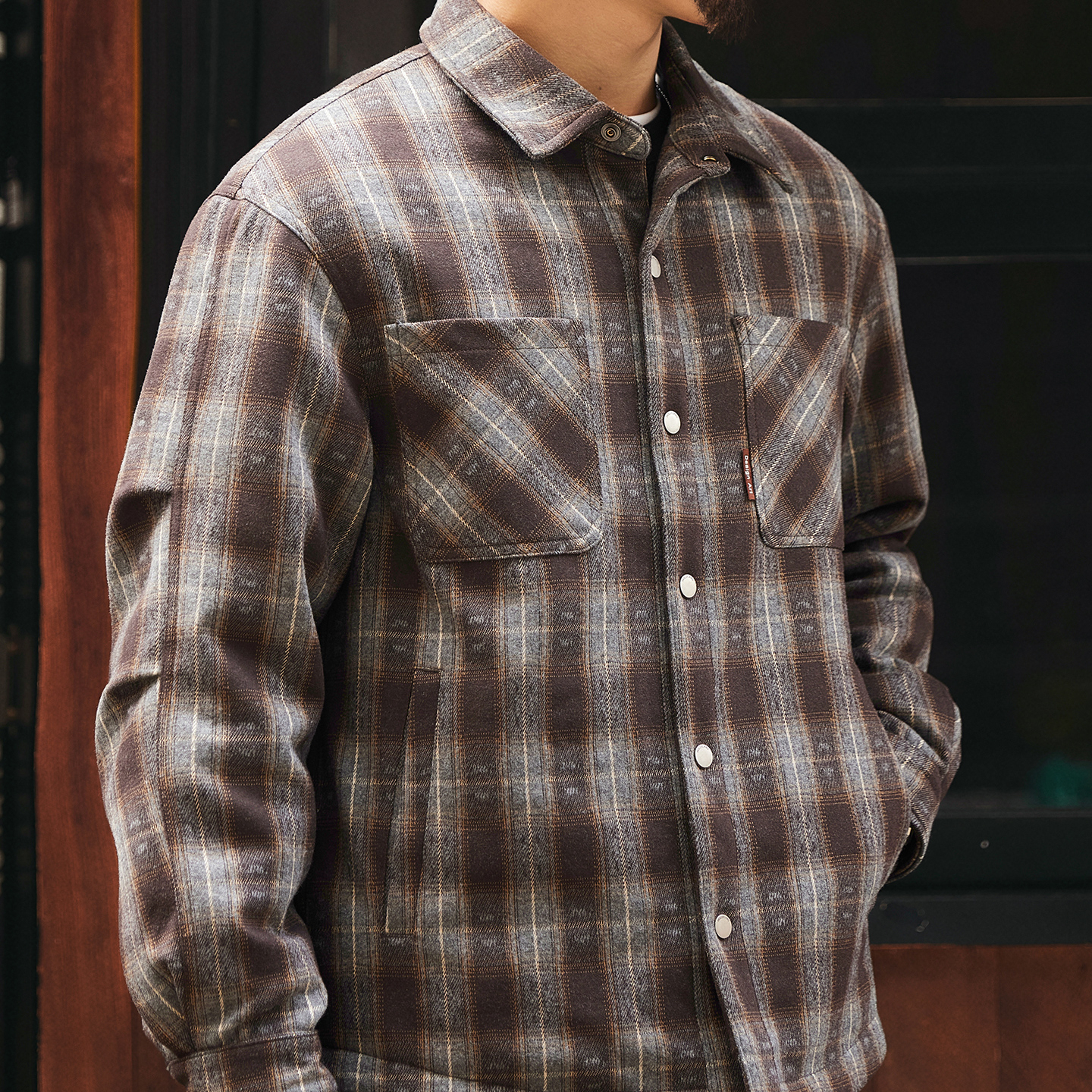 90鴨絨美式格子襯衫羽絨服男2025冬季新款輕薄休閒復古工裝外套