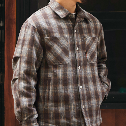 90鴨絨美式格子襯衫羽絨服男2025冬季新款輕薄休閒復古工裝外套