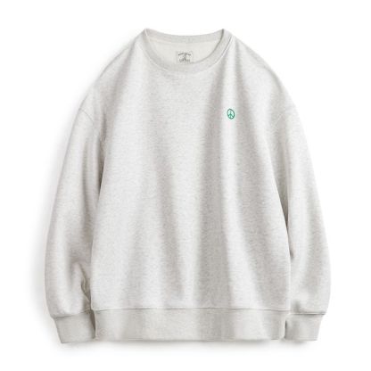 美式休閒灰色圓領加絨衛衣基礎寬鬆落肩打底上衣男秋冬季-Retro's Wear