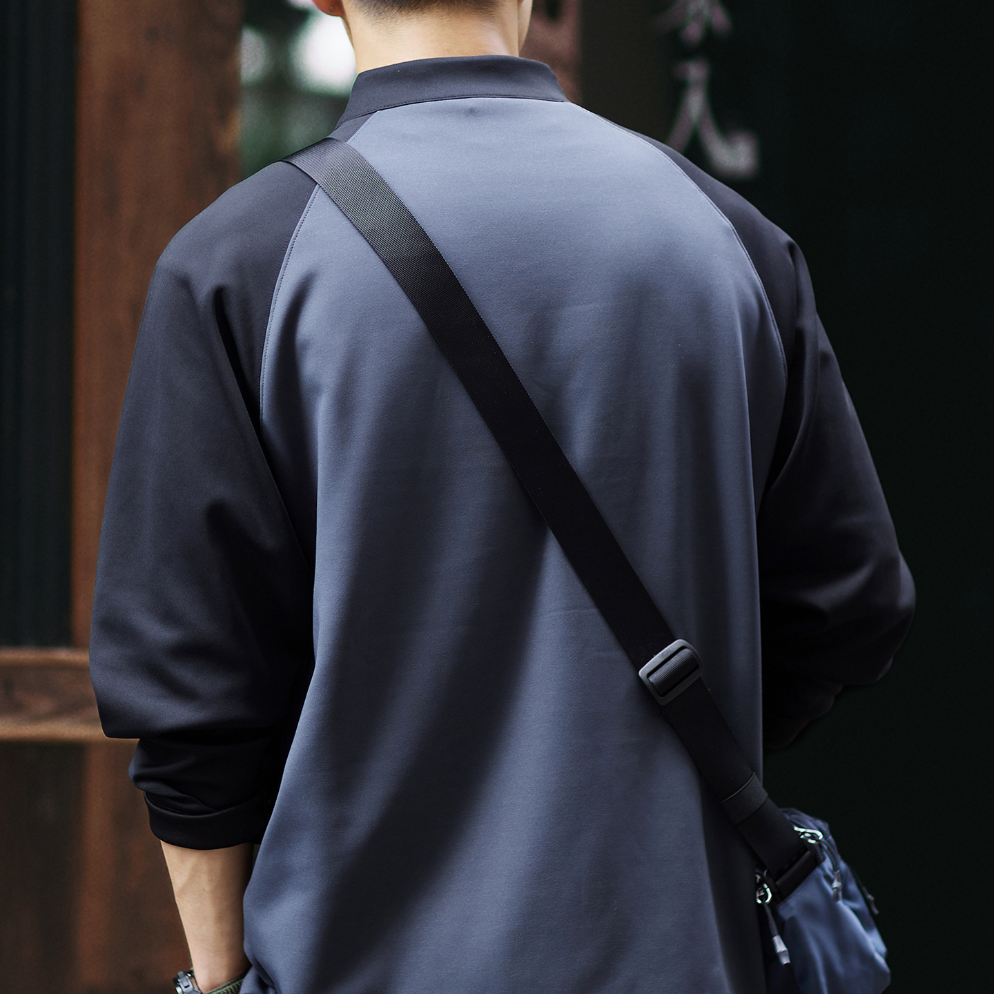 美式休閒半拉鍊撞色衛衣男2025秋季新款cityboy寬鬆插肩袖上衣