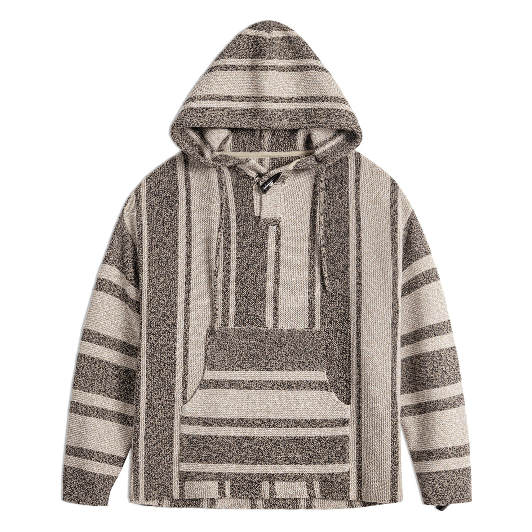 美式復古巴哈半開襟連帽衛衣套頭針織衫薄款垂感外套男春