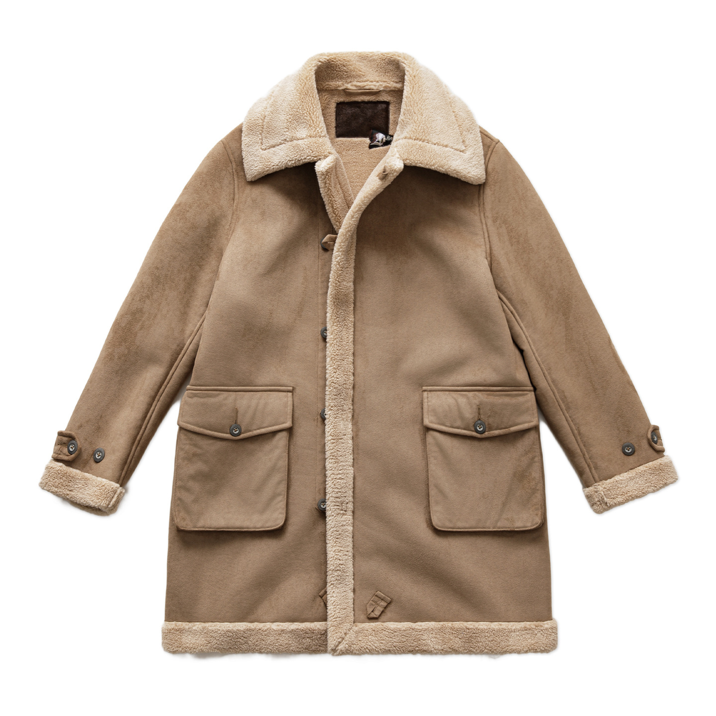 復古巴恩風皮毛一體立翻領中長款加絨夾棉服襖大衣外套秋冬女