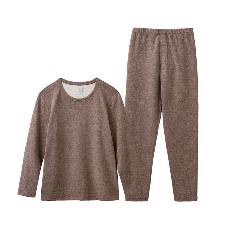 “燃元素”保暖內衣套裝花紗雙面磨絨打底衫秋衣褲男冬