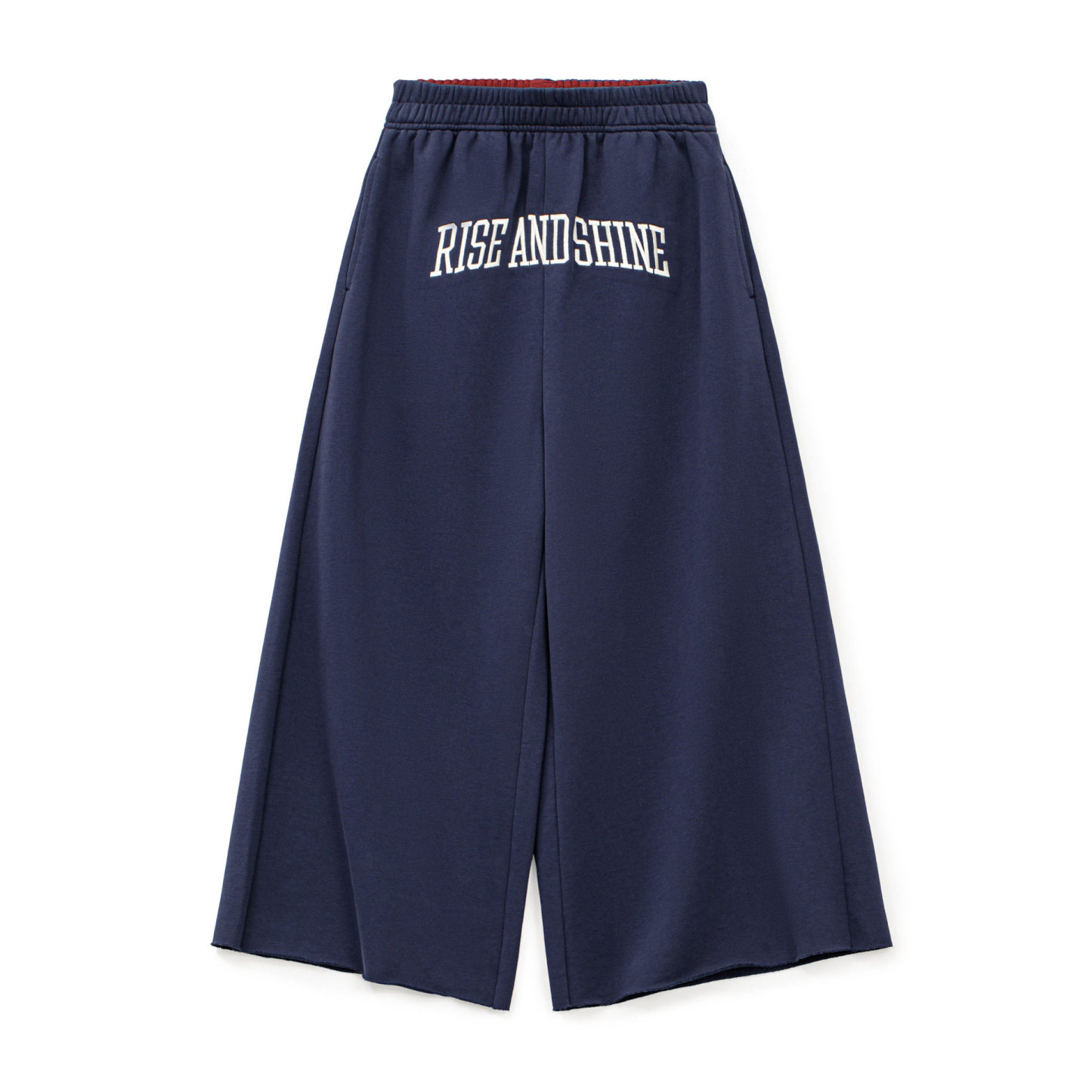 美式復古高腰刺繡A字直筒闊腿衛褲垂感九分休閒褲子女士春