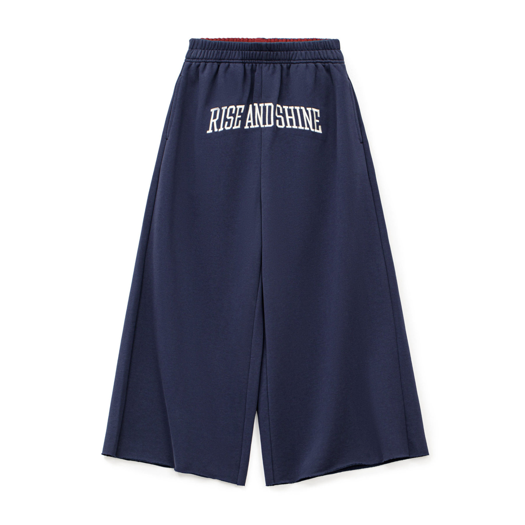 美式復古高腰刺繡A字直筒闊腿衛褲垂感九分休閒褲子女士春