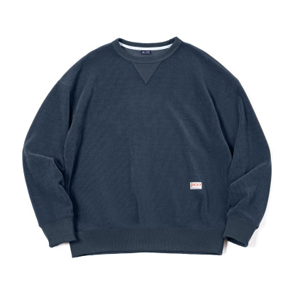 美式復古雪尼爾衛衣女秋套頭長袖打底T恤插肩袖圓領上衣-Retro's Wear