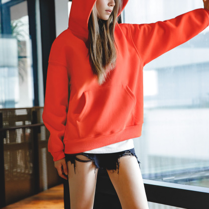 美式休閒重磅毛呢連帽衛衣cleanfit廓形寬鬆套頭衫男秋冬-Retro's Wear