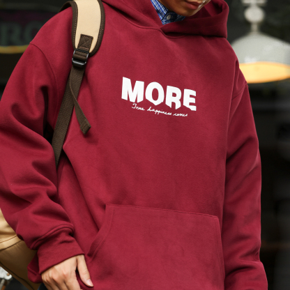 420g重磅安克拉紅色連帽衛衣男美式休閒字母印花帽衫