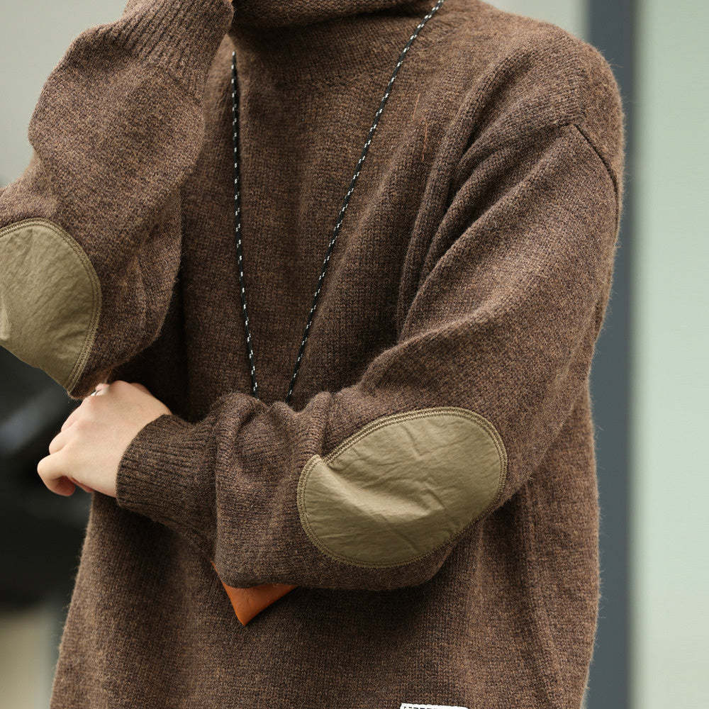 美式重磅復古高領羊毛衫男加厚慵懶風針織長袖打底衫外套冬-Retro's Wear