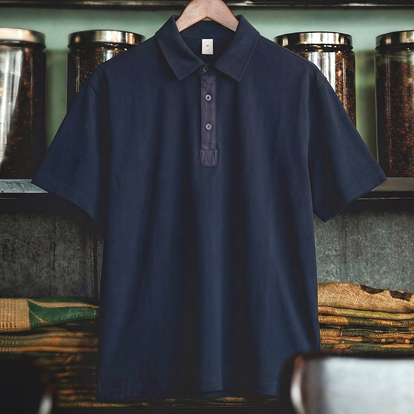 美式復古polo衫短袖男夏季新款寬鬆透氣藏青色上衣商務通勤體恤