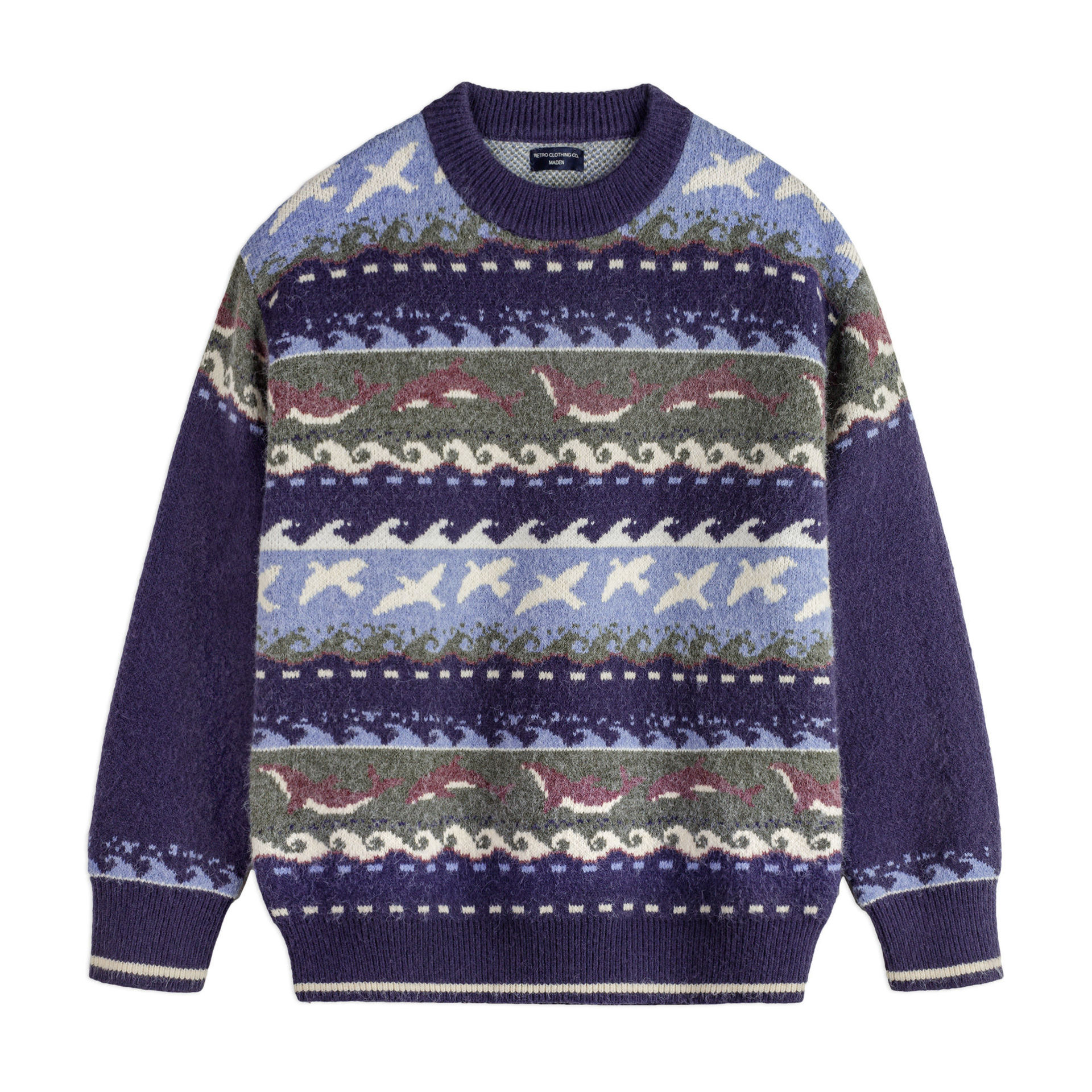 美式復古費爾島毛衣圓領套頭加厚寬鬆保暖外穿針織衫男冬