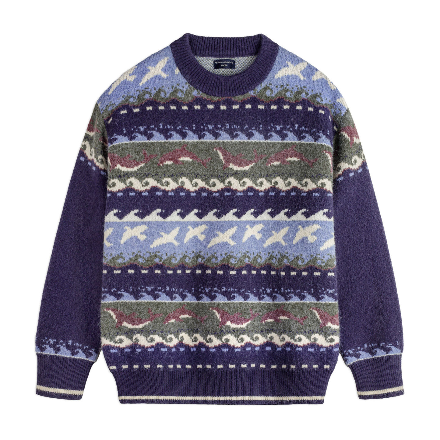 美式復古費爾島毛衣圓領套頭加厚寬鬆保暖外穿針織衫男冬