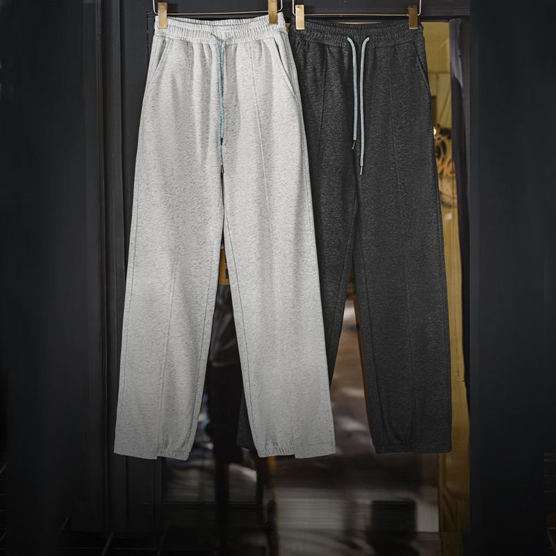 Athflow風直筒衛褲鬆弛感休閒褲寬鬆闊腿褲鬆緊腰長褲秋冬女