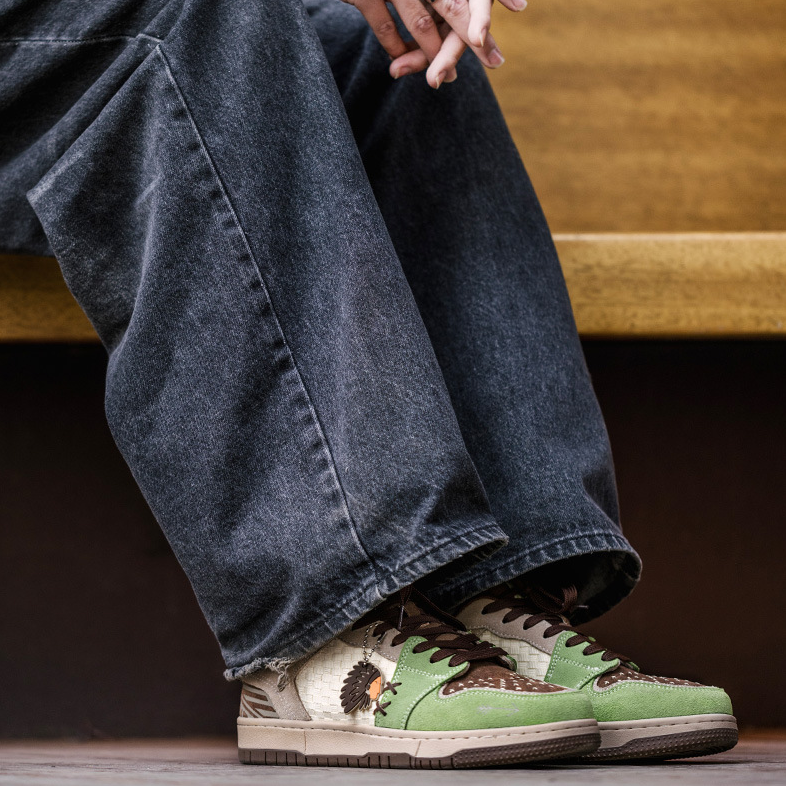 印第安板鞋男2025春季新款小眾厚底運動休閒鞋復古百搭潮鞋子