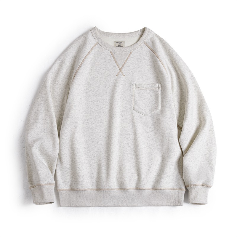 美式復古重磅圓領加絨衛衣休閒運動加厚保暖上衣男秋冬季-Retro's Wear