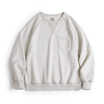 美式復古重磅圓領加絨衛衣休閒運動加厚保暖上衣男秋冬季-Retro's Wear