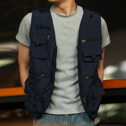 美式戶外戰術工裝馬甲男多口袋透氣攝影釣魚無袖坎肩夏