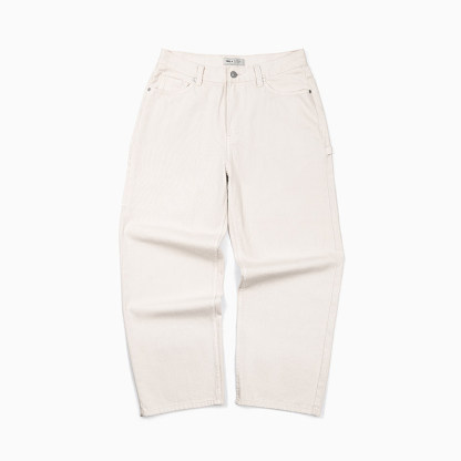 MRA 白色B01伐木工裝水洗牛仔褲純棉直筒多口袋休閒長褲男春秋