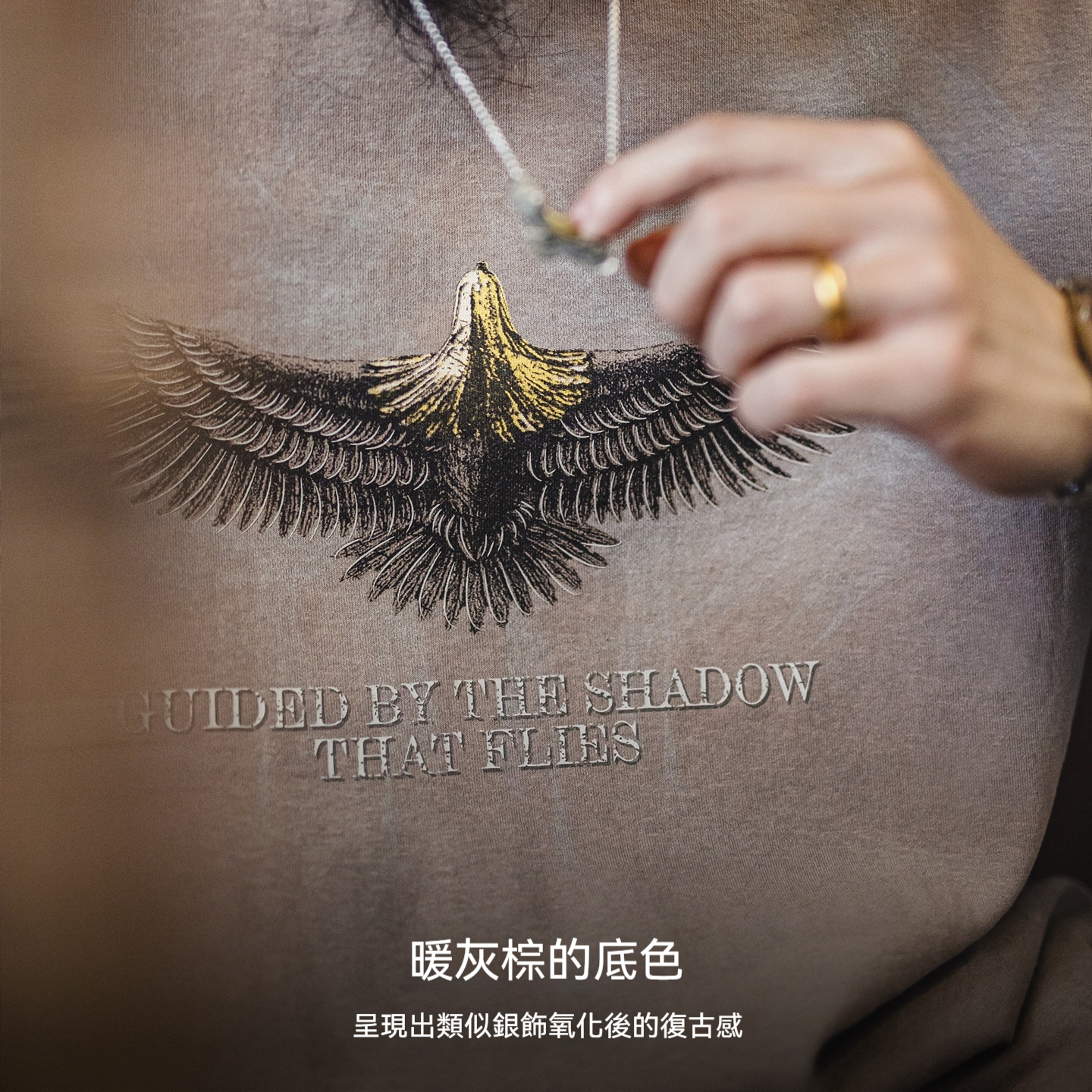 美式復古設計感獵鷹印花短袖圓領純棉t恤痞帥少年感男夏