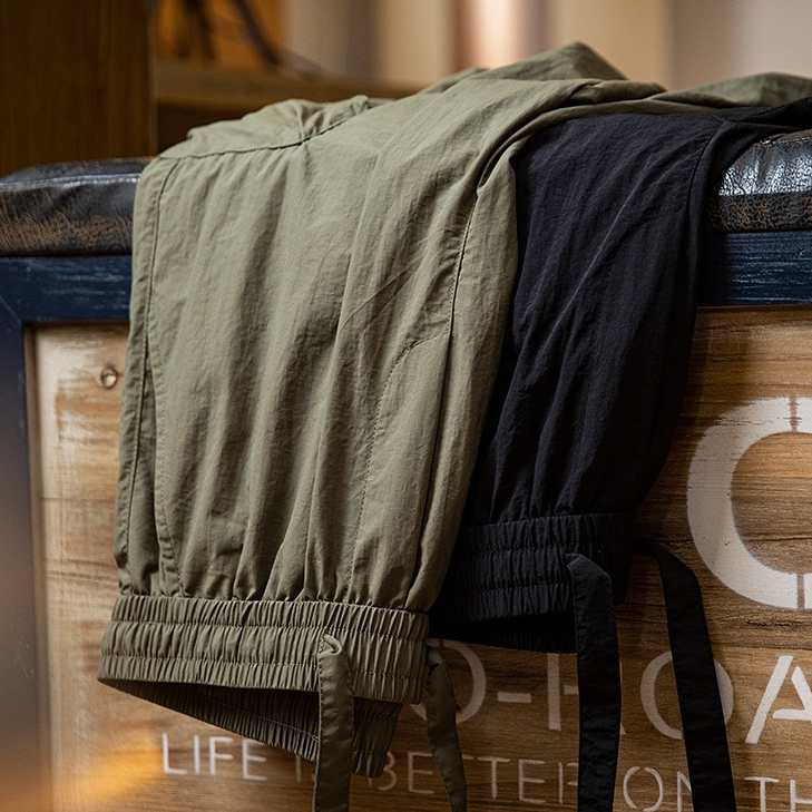 美式工裝褲子男夏季2025新款輕薄刺繡束脚長褲男士寬鬆百搭休閒褲