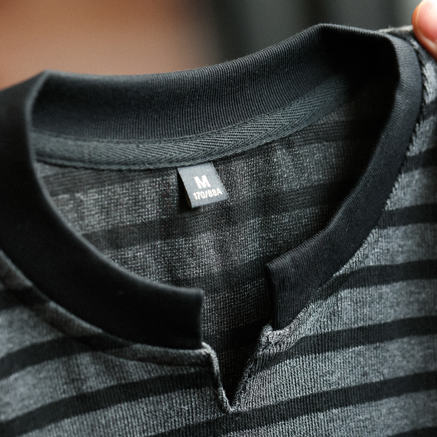 美式復古280g重磅海魂衫男休閒鬆弛感條紋小v領長袖T恤