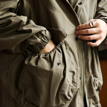 美式復古山系工裝夾克外套男寬鬆運動大口袋防風連帽衝鋒衣-Retro's Wear