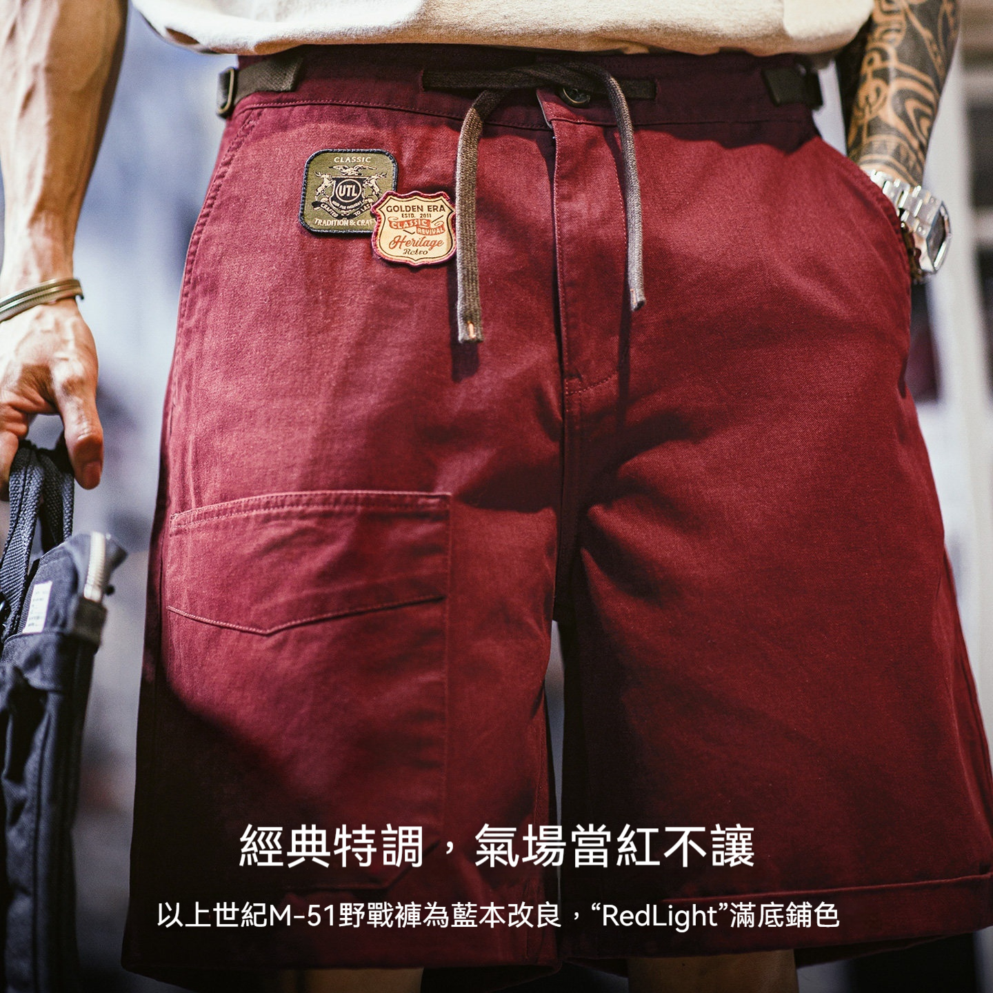 美式復古M51軍事風工裝短褲阿美哢嘰直筒闊腿五分褲男夏