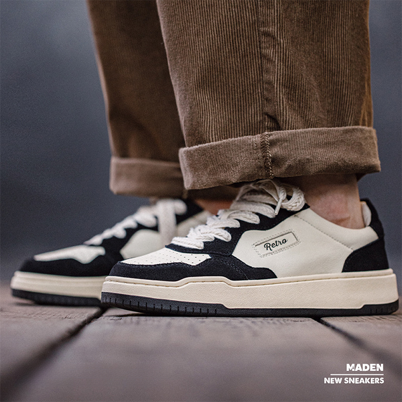 2024新款黑白猫熊板鞋男冬季運動休閒低幫原創小眾百搭潮鞋-Retro's Wear