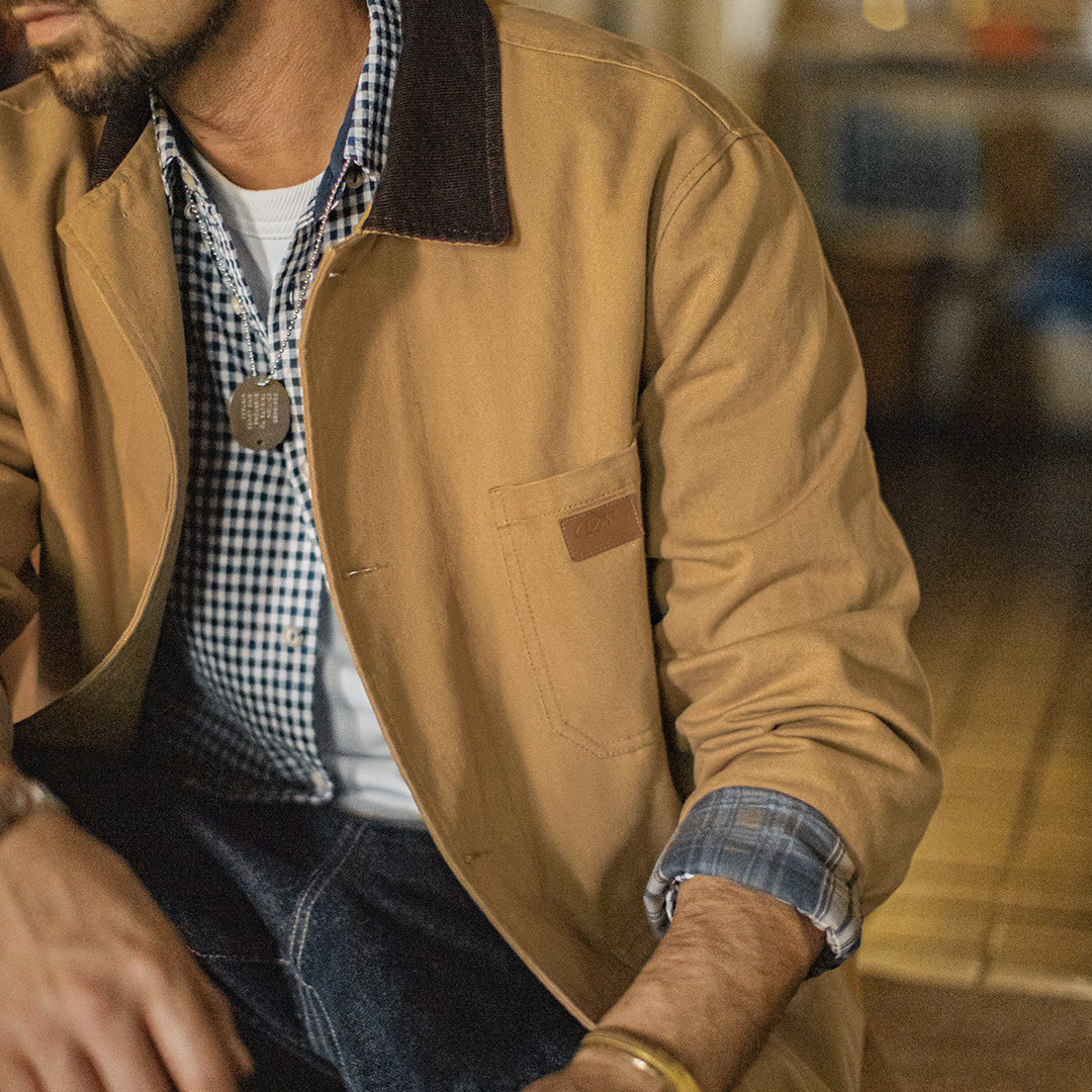 美式復古密歇根風衣卡其色巴恩風中長款廓形夾克外套男秋