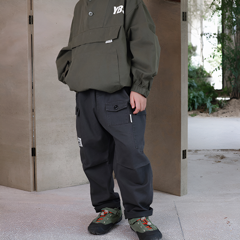 兒童褲子2025秋季新款男童日系工裝褲兒童長褲中大童直筒休閒褲子