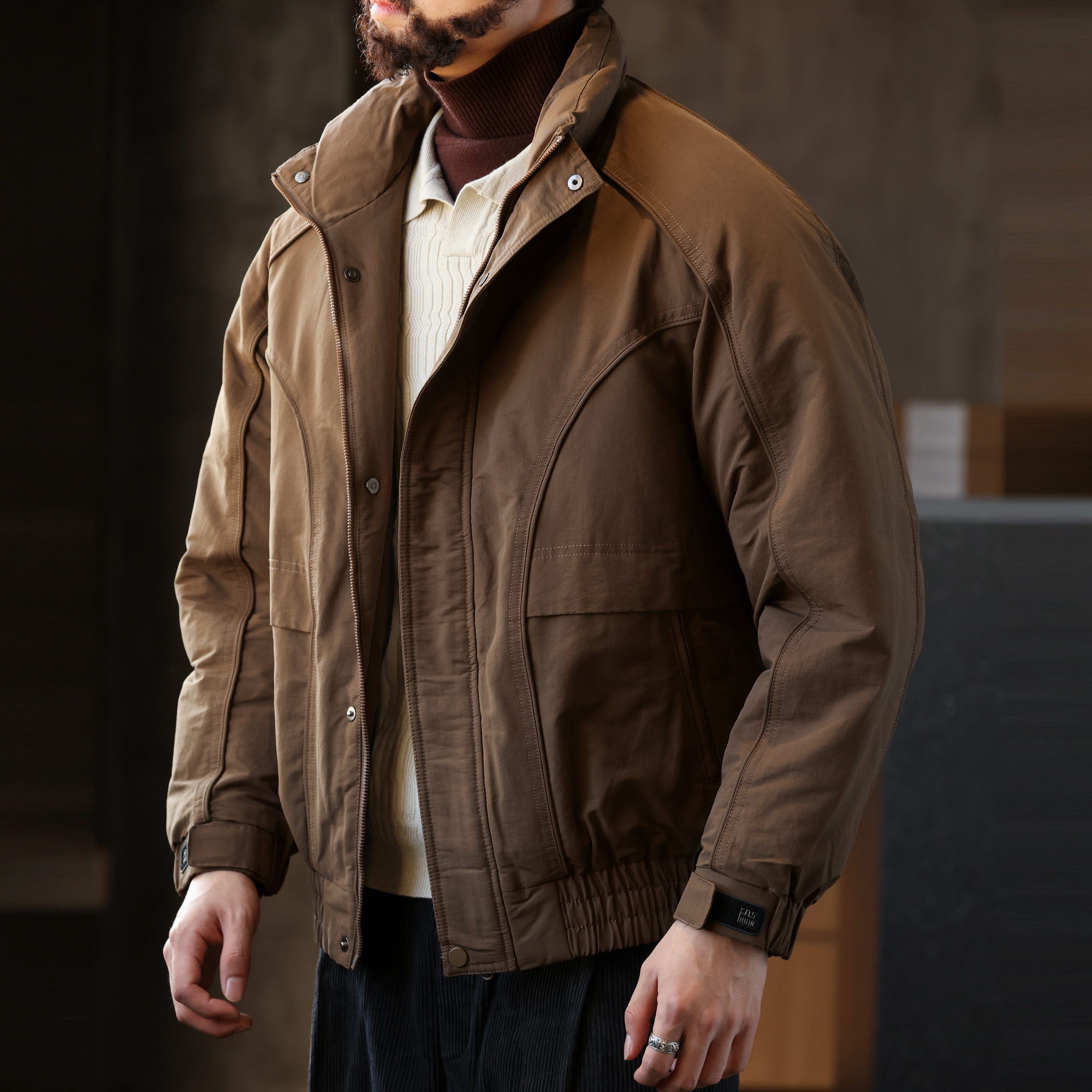 阿美哢嘰復古工裝羽絨夾克男戶外短款獵裝保暖羽絨外套