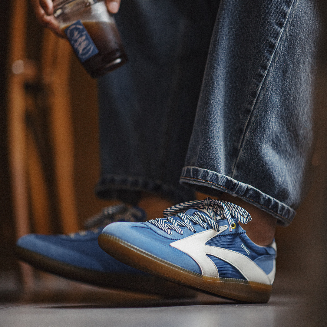 2025夏季新款藍色復古德訓鞋男運動阿甘鞋網面透氣休閒鞋板鞋