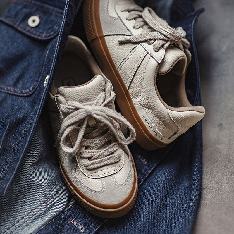 復古德訓鞋男2024新款潮百搭增高阿甘小白鞋運動休閒厚底板鞋-Retro's Wear