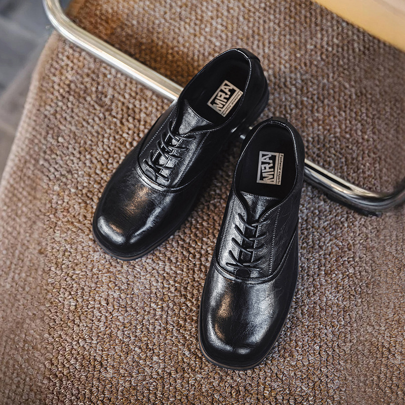 方頭德比鞋男士皮鞋秋款正裝商務厚底增高結婚鞋新郎牛津鞋子