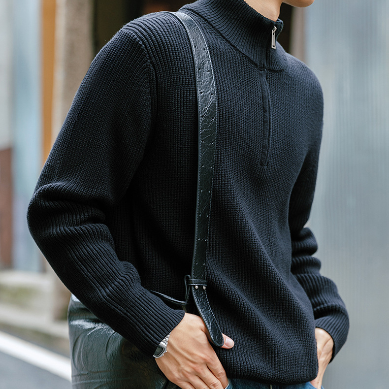 MRA立領半拉鍊POLO針織衫毛衣落肩袖半高領套頭開領衛衣秋冬