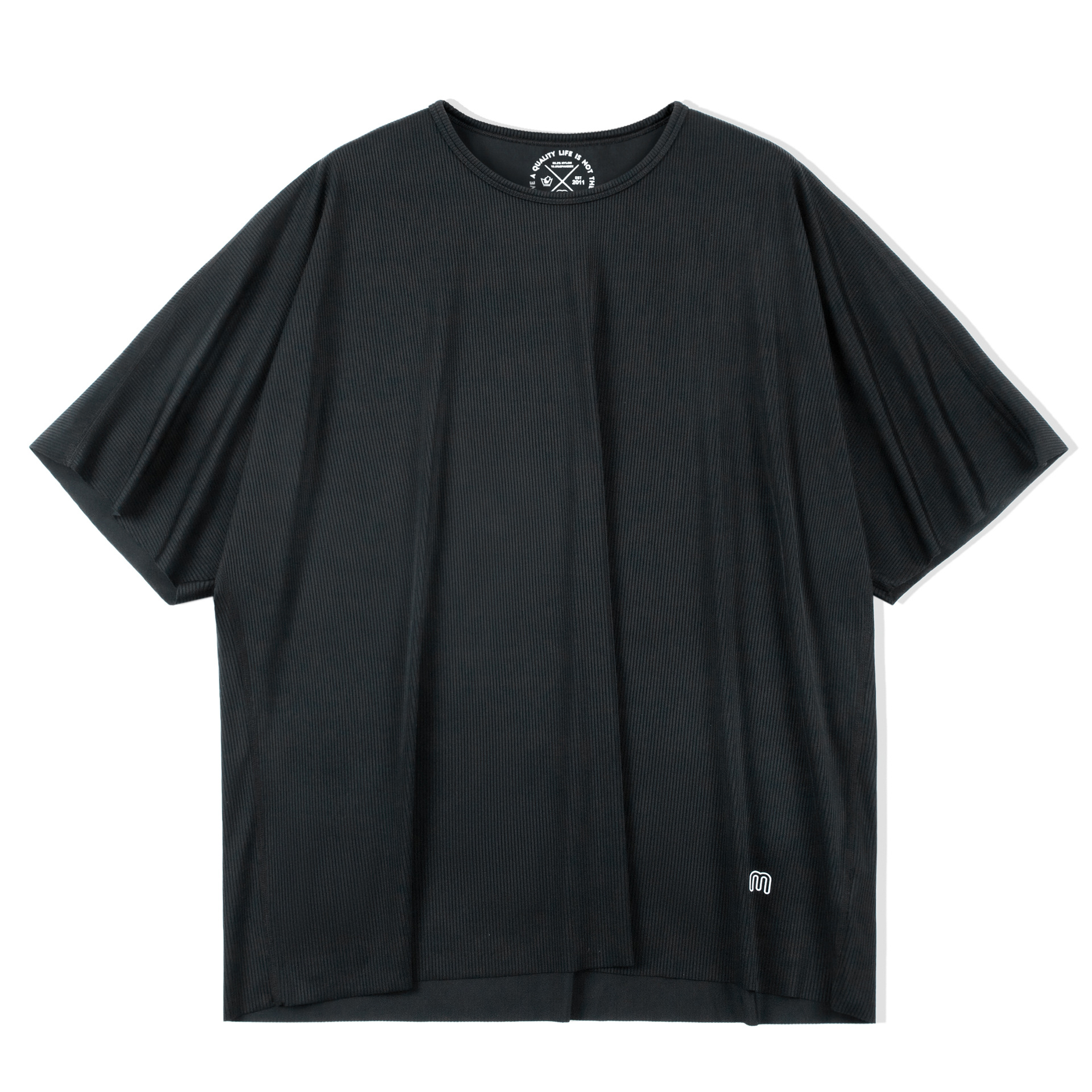 美式休閒二本針科技冰薄短袖豎紋坑條透氣寬鬆T恤男夏季-Retro's Wear