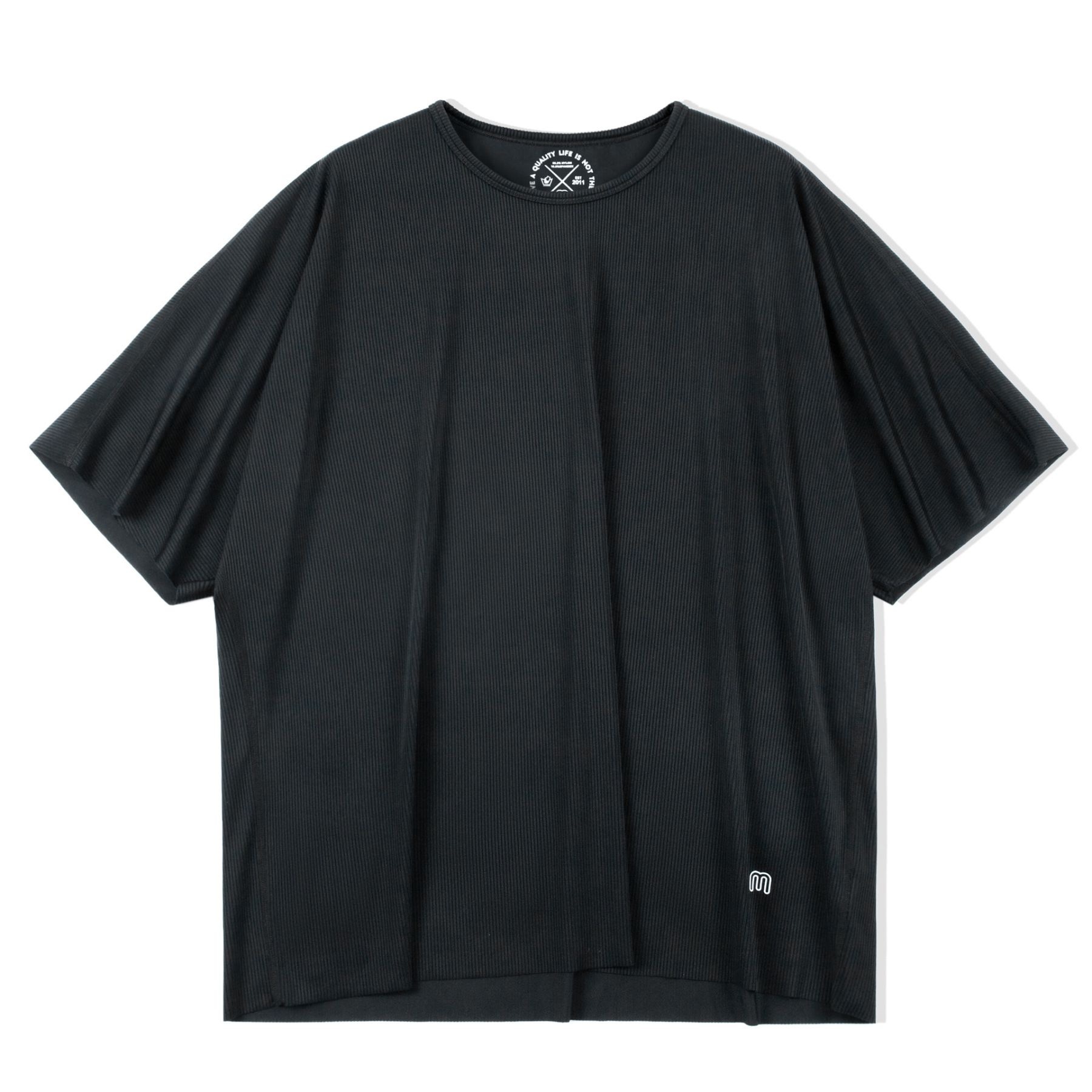 美式休閒二本針科技冰薄短袖豎紋坑條透氣寬鬆T恤男夏季-Retro's Wear