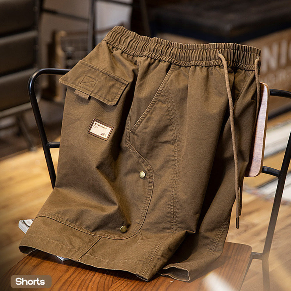 美式復古水洗工裝短褲男2025夏季新款寬鬆休閒五分褲純棉5分中褲