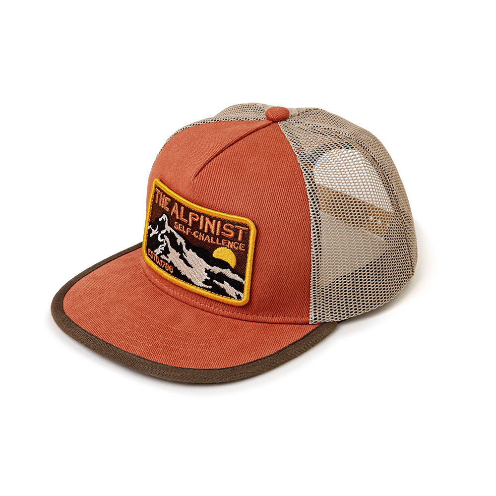 美式復古撞色拼接平沿棒球帽刺繡透氣網眼鴨舌帽男女