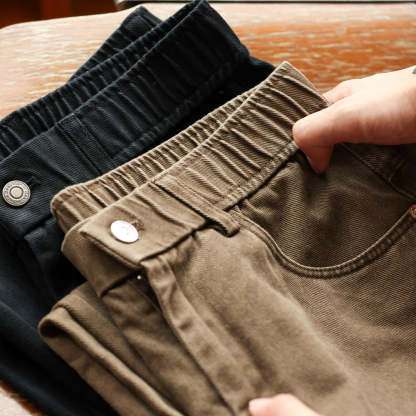 美式復古水洗重磅純棉休閒褲男款cleanfit基礎通勤直筒長褲-Retro's Wear