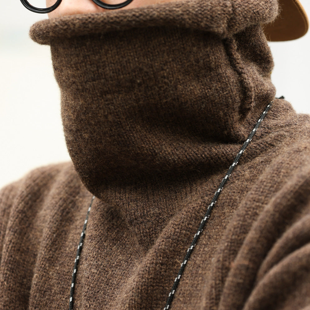 美式重磅復古高領羊毛衫男加厚慵懶風針織長袖打底衫外套冬-Retro's Wear