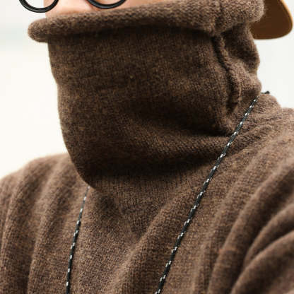 美式重磅復古高領羊毛衫男加厚慵懶風針織長袖打底衫外套冬-Retro's Wear