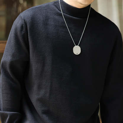 美式休閒半高領毛衣男保暖內搭阿美哢嘰長袖復古針織打底衫-Retro's Wear