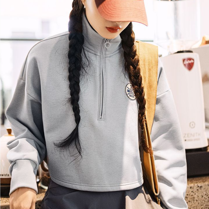 格雷系高領道奇隊棒球夾克t恤加絨半拉鍊針織長袖衛衣春秋女