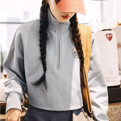 格雷系高領道奇隊棒球夾克t恤加絨半拉鍊針織長袖衛衣春秋女