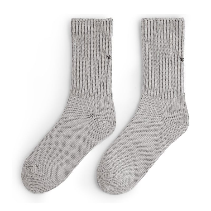 復古粗線刺繡針織中筒襪黑色運動透氣精梳棉長襪子男女秋-Retro's Wear