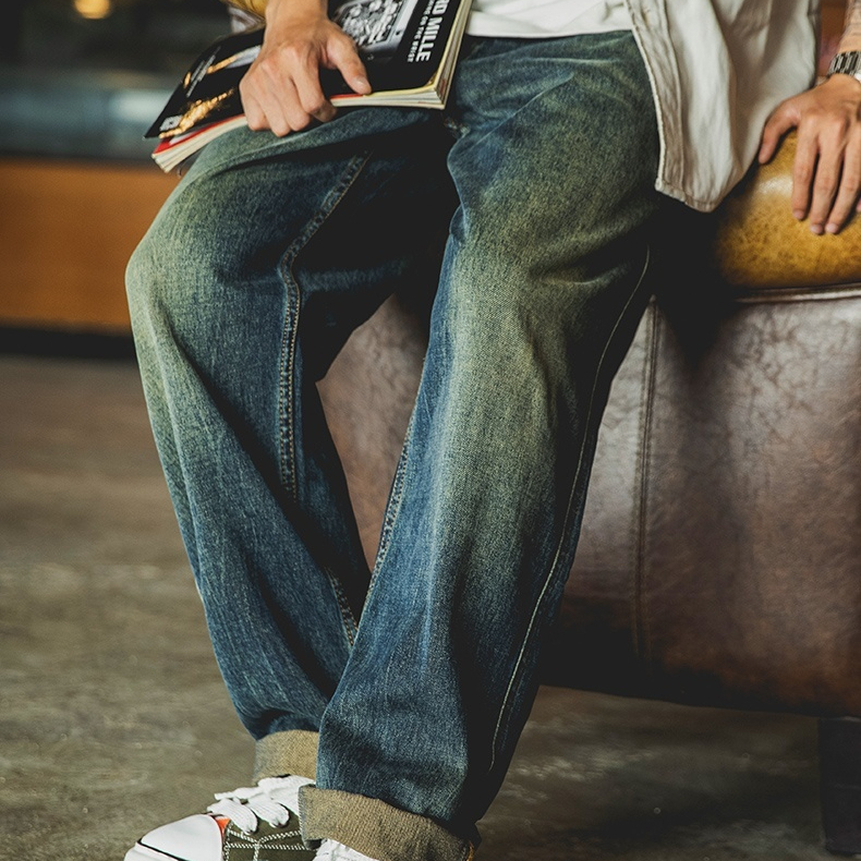 美式復古水洗牛仔褲男秋季2025新款萊賽爾寬鬆直筒褲子男款長褲