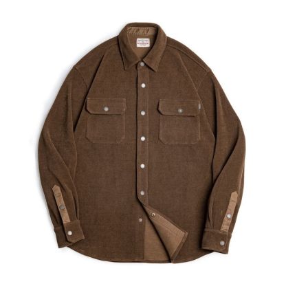 美式復古重磅針織條絨襯衫夾克仿燈芯絨翻領外套男秋冬季-Retro's Wear