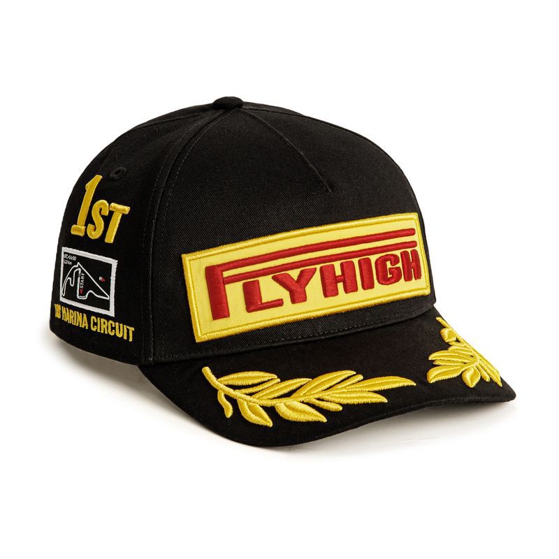 美式F1帽子冠軍刺繡平簷棒球帽黑色大頭圍鴨舌帽男款春